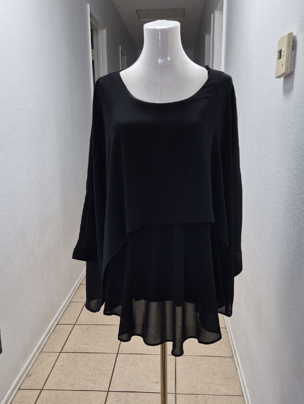 Black Layered Chiffon Women's Top Diane Gilman